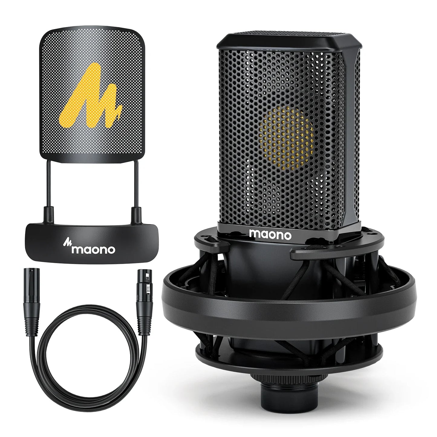 Maono PM500T XLR Condenser Microphone – 34mm Large Diaphragm Cardioid Studio Mic for Recording, Podcasting & Streaming