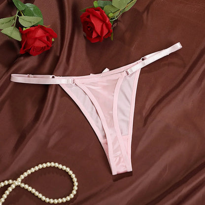 Low-Waisted T-Back Thong — Sexy Adjustable Strap Seamless Panty for Women, Erotic Lingerie Pure Desire