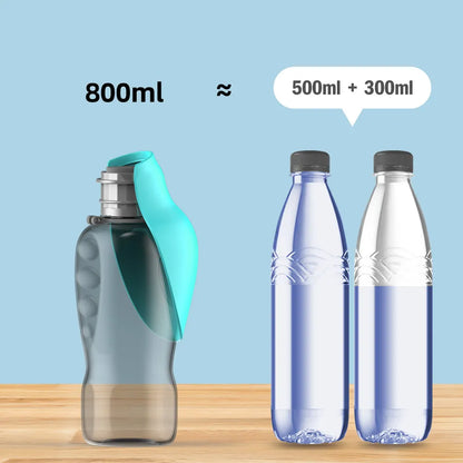 800ml Portable Dog Water Bottle - Outdoor Travel Drinking Bowl for Small, Medium, Big Dogs - Puppy Cat Feeder - Pet Labrador Accessories