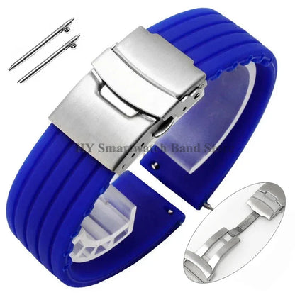 Quick Release Silicone Watch Strap 18–24mm – Sport Rubber Band for Huawei Watch GT2/3/4, Omega, Seiko, Fossil