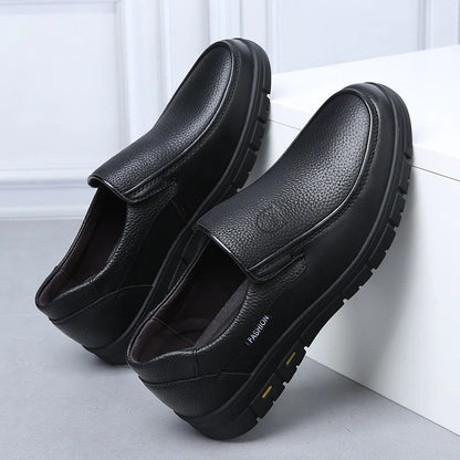 Genuine Leather Handmade Men's Shoes – Casual Loafers, Breathable Slip-On Walking Sneakers for Outdoor Wear