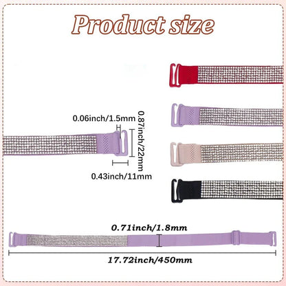 Invisible Rhinestone Bra Straps - Non-Slip Adjustable Shiny Replacement Lingerie Accessories for Women