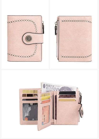 Fashionable Women’s Retro Short Wallet – PU Leather Multifunctional Handbag with Large Capacity, Multi-Card Slot & Coin Pocket