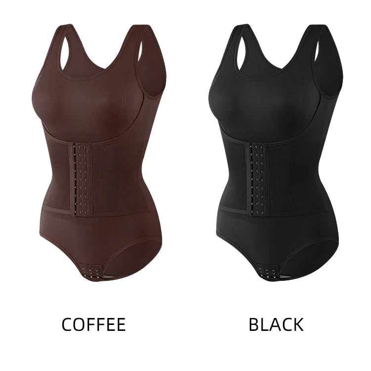 Bodysuit Shapewear – Double Breasted Tummy Control Body Shaper, Postpartum Slimming Waist Trainer & Comfort Corset for Flat Belly