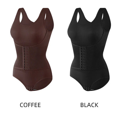 Bodysuit Shapewear – Double Breasted Tummy Control Body Shaper, Postpartum Slimming Waist Trainer & Comfort Corset for Flat Belly