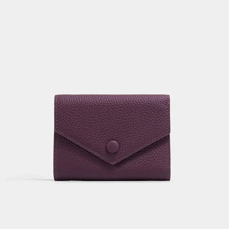2024 New PU Leather Women's Small Wallet – Luxury Envelope Card Holder, Designer Zip Coin Purse, Short Cowhide Style