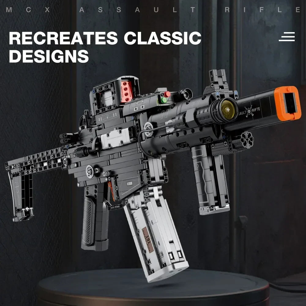1589PCS MCX Tactical Rifle Building Block Set – Detachable Magazine Gun Model Toy for Kids & Holiday Gifts