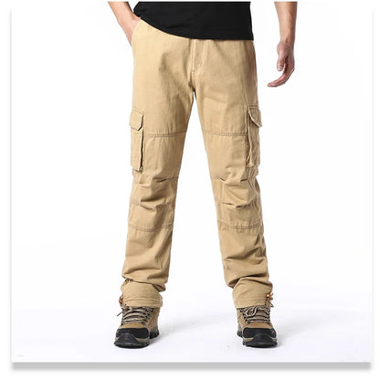 Men's Large Pocket Loose Overalls — Outdoor Sports & Tactical Jogging Pants with Elastic Waist, Pure Cotton Casual Workwear