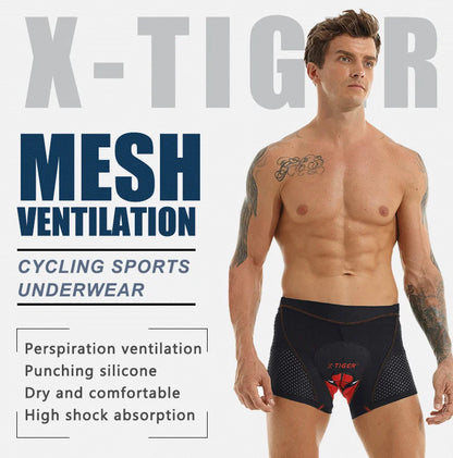 X-TIGER Men’s Cycling Underwear Shorts – 5D Gel Pad, Breathable Non-Slip Bike Shorts for MTB & Road Cycling
