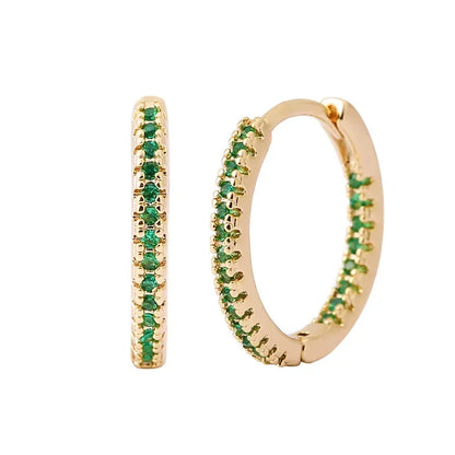 Colorful Zircon Round Earrings – Elegant Jewelry for Women, Stylish Daily & Party Wear Accessories