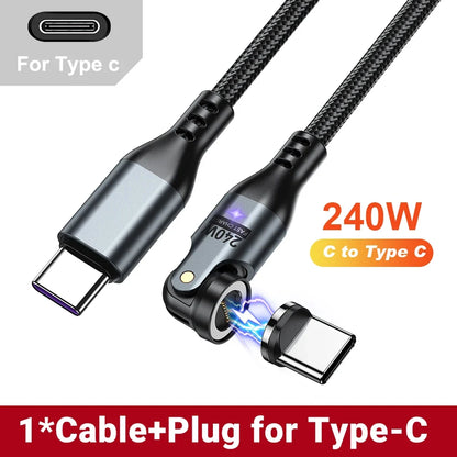 AUFU 240W Magnetic USB-C Cable - 100W PD 3.1 Fast Charging Wire for MacBook, iPad, Laptop & iPhone 15
