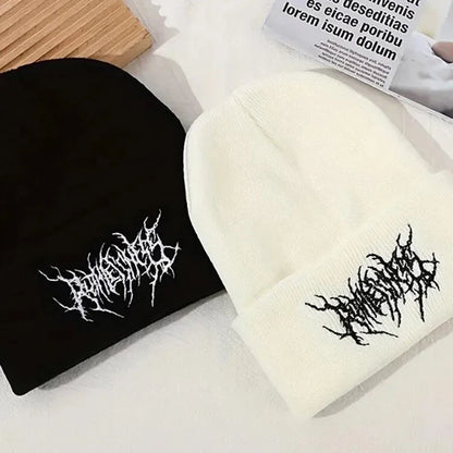 Winter Knitted Beanie Hat for Men & Women – Gothic Punk Street Style Skull Cap, 100% Acrylic Warm Fashion Beanies