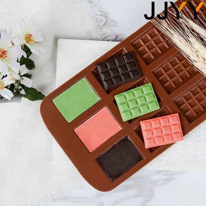 JJYY Silicone Chocolate Mold – 12-Cavity Fondant & Candy Bar Mould for Cake Decoration & Baking
