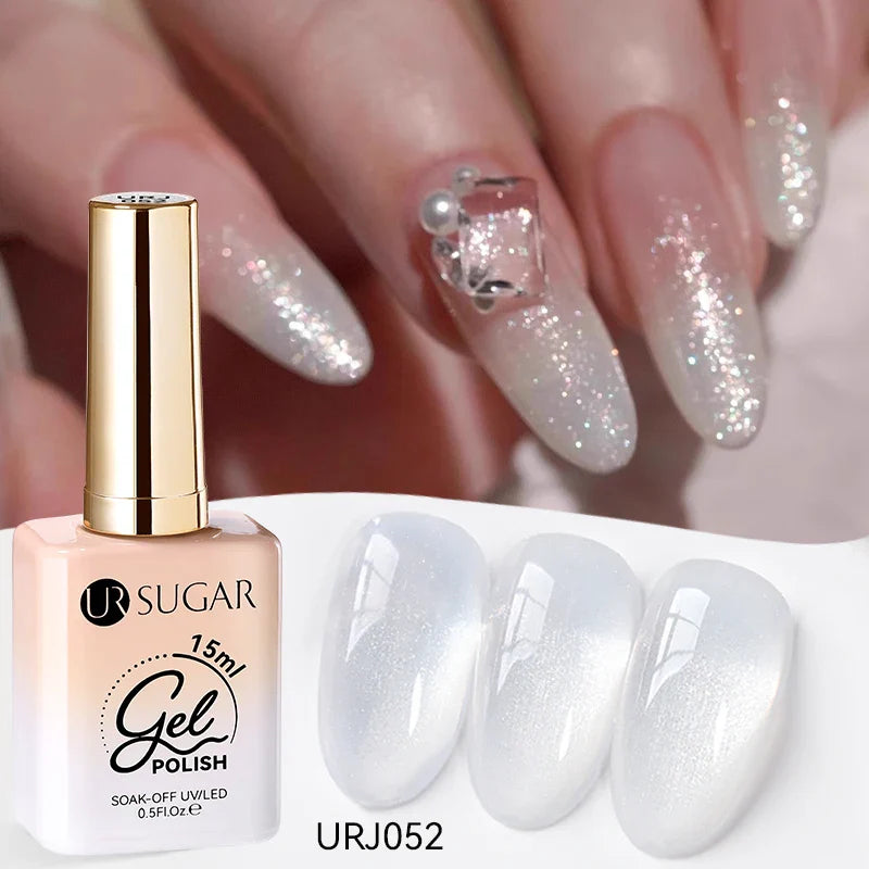 UR SUGAR 15ml Jelly Milky White Gel Polish – Translucent UV Soak Off Nail Art Varnish Semi-Permanent Fashion Nail Color