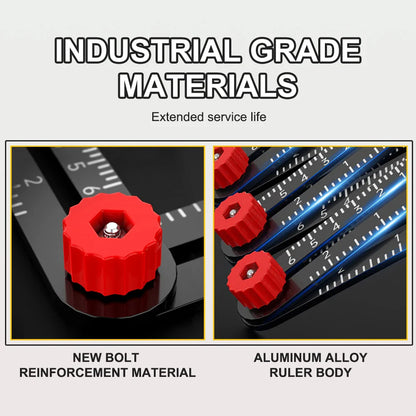 Aluminum Alloy Multi-Angle Ruler Finder: Measure Ruler with 2 Drill Tile Hole Locator - Essential Construction Tool for Craftsmen