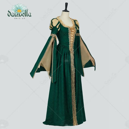 Women’s Renaissance Medieval Dress - Vintage Lace Wide-Sleeve Costume for Renaissance Fairs