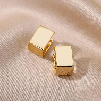 2024 Gold Square Hoop Earrings – Stainless Steel Geometric Jewelry for Women