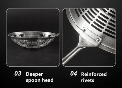 3 Sizes Round 304 Stainless Steel Strainer Set – Long Handle Kitchen Sieves for Hot Pot, Oil Filter & Cooking Tools