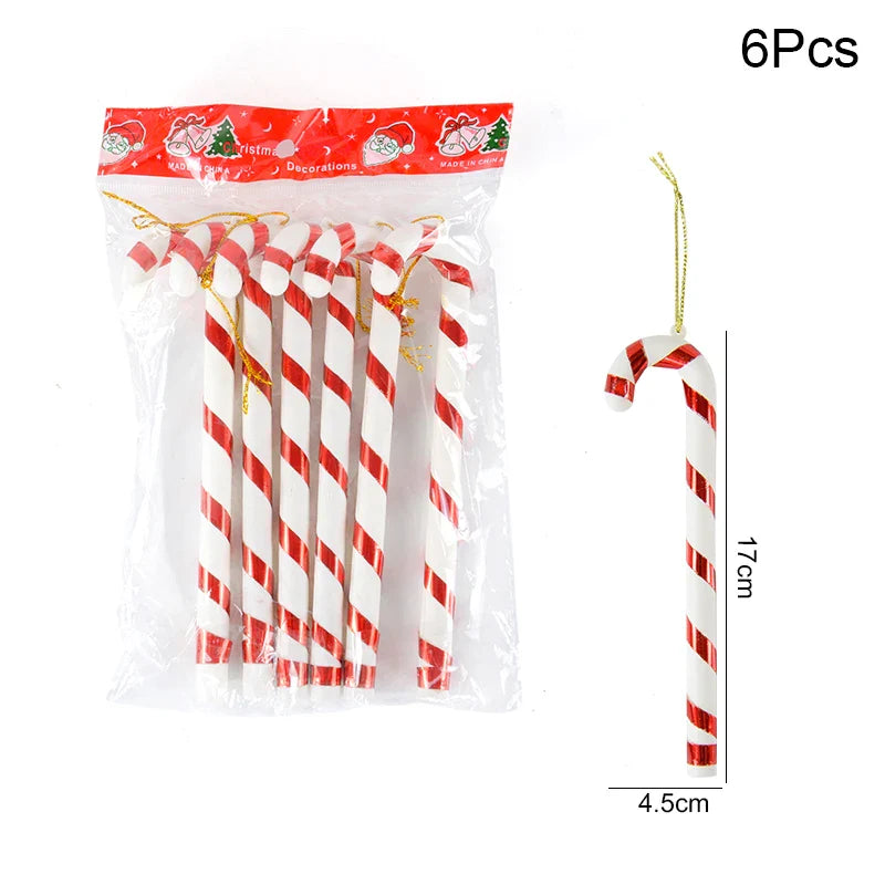6PCS Christmas Candy Cane & Lollipop Hanging Ornaments – Festive Tree Pendants for Home Holiday Decor