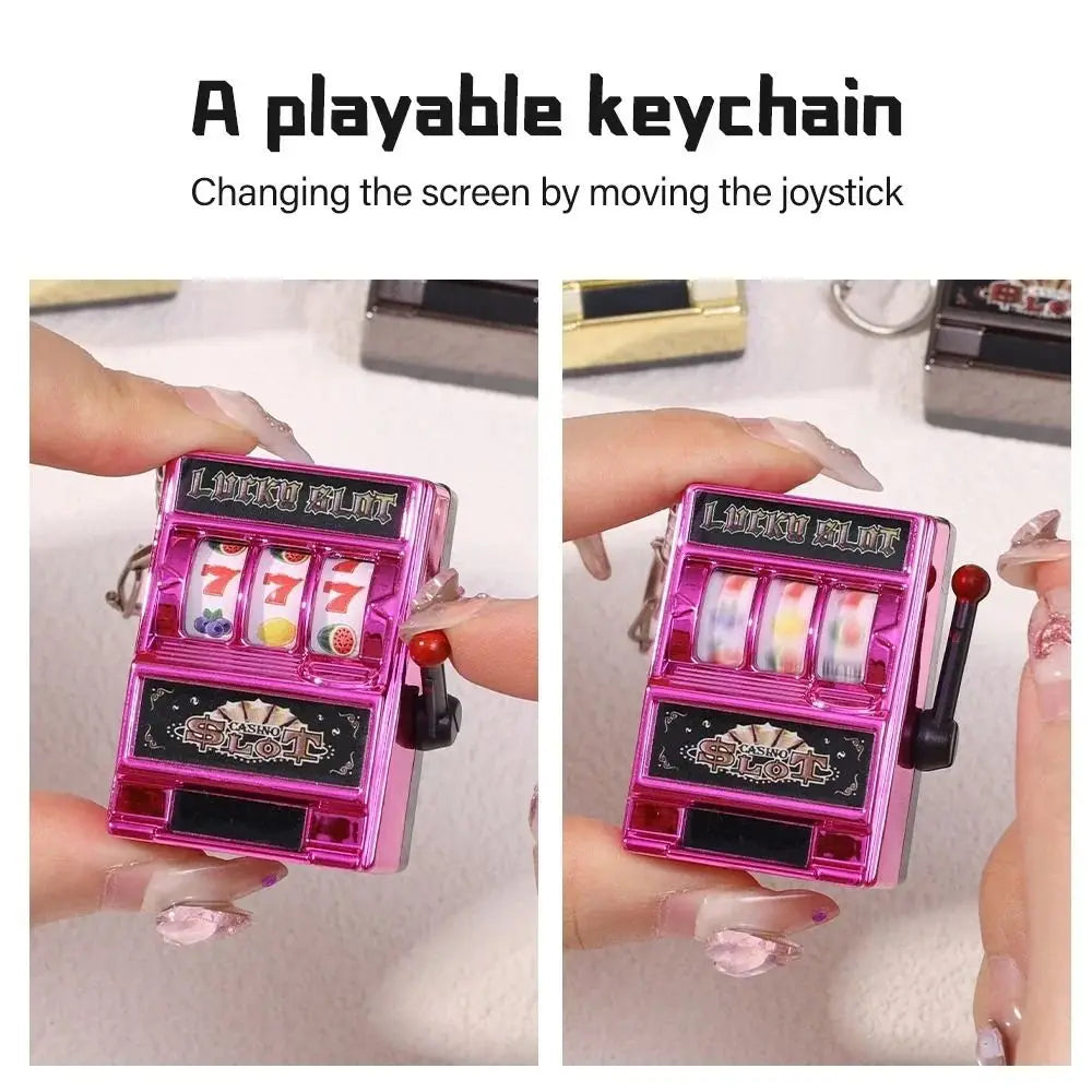 Fruit Slot Machine Keychain – Lucky Charm Mini Casino Pendant Bag Charm, Novelty Gift for Kids & Adults
