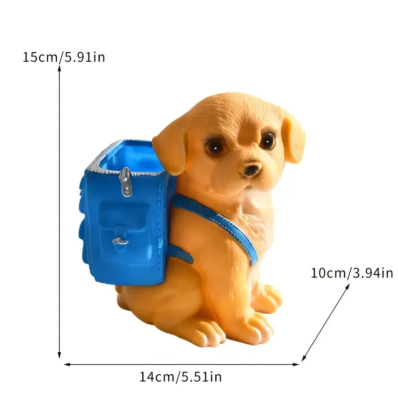 Miniso Cartoon Puppy Pen Holder – Cute Resin Desk Decoration & Gift for Students and Young Adults