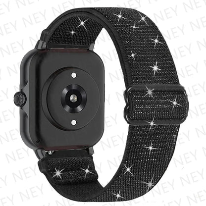 Nylon Elastic Watch Band for Amazfit GTS/GTR 4-3-2, Stratos & Bip Series – Bohemian Shiny Adjustable 20mm/22mm Strap