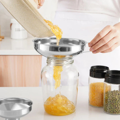Popular Stainless Steel Wide Mouth Canning Funnel - 2 Sizes, Salad Dressing and Liquid Hopper Filter for Kitchen Tools