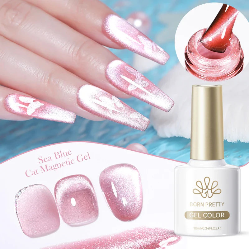 BORN PRETTY Cat Magnetic Gel Nail Polish 117 Colors 10ml Full Coverage Semi-Permanent Soak-Off Nail Varnish for Salon Manicure Glitter Cat Eye Nails