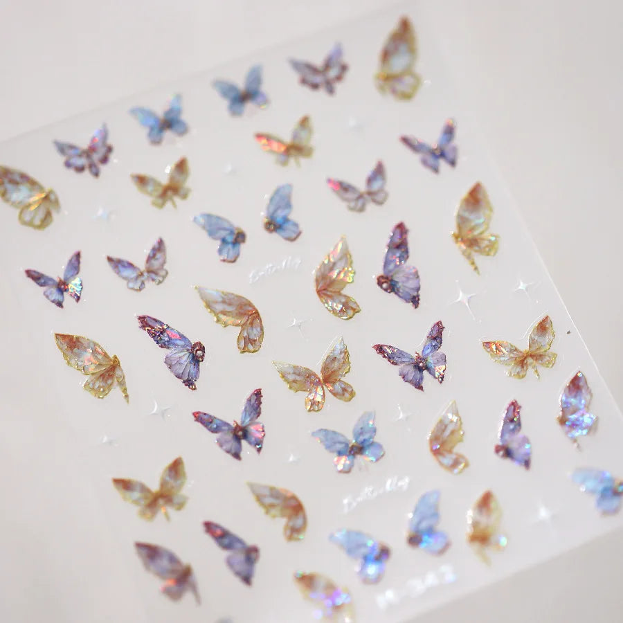 5D Glitter Butterfly Nail Sticker – Kawaii Aurora Nail Art Decal for DIY Manicure & Nail Decorations