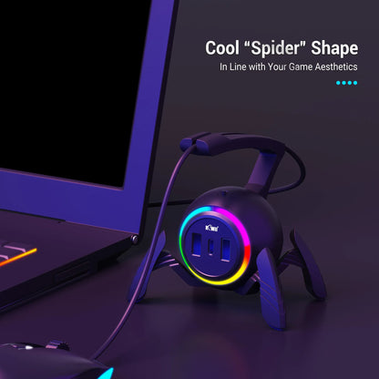 RGB Mouse Bungee with USB Hub – Flexible Mouse Cable Holder and Cord Organizer for Gaming and Esports