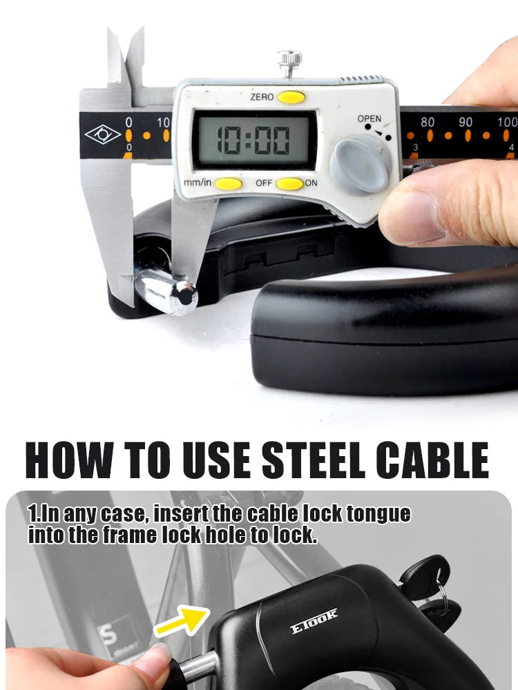 ETOOK Bike Horseshoe Lock - Anti-Theft Hardened Steel Pipe, Portable High Safety Road & Mountain Bicycle Lock