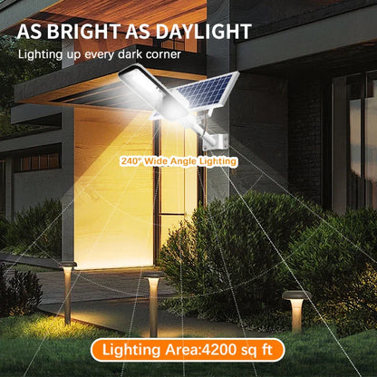 200W Outdoor Solar Street Light — Powerful 6000mAh Waterproof LED, Automatic Dusk-to-Dawn for Garage & Garden