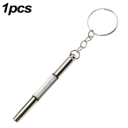 Mini 3-in-1 Glasses Screwdriver Kit | Multifunction Spectacle, Sunglass & Watch Repair Set with Keychain