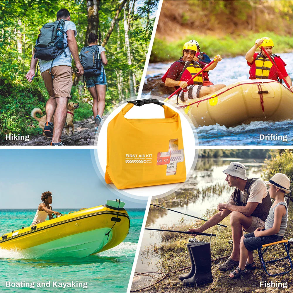 RHINO RESCUE Waterproof First Aid Kit — Lightweight Dry Bag with Emergency Survival Supplies for Outdoor Kayaking, Swimming & Boating