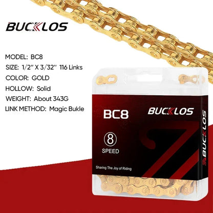 BUCKLOS MTB Bike Chain – 12 & 11 Speed Mountain & Road Bicycle Chain, Compatible with 8-12 Speed Cycling Parts