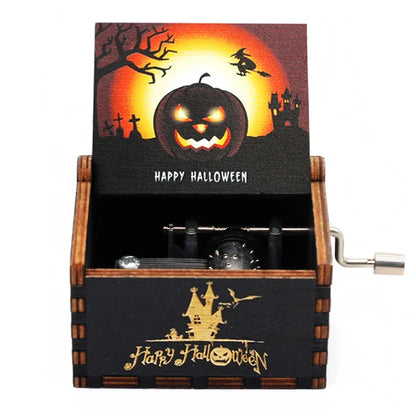 Antique Carved Wooden Hand Crank Music Box – Onepiece Figure, Perfect for Halloween & Christmas Birthday Gifts
