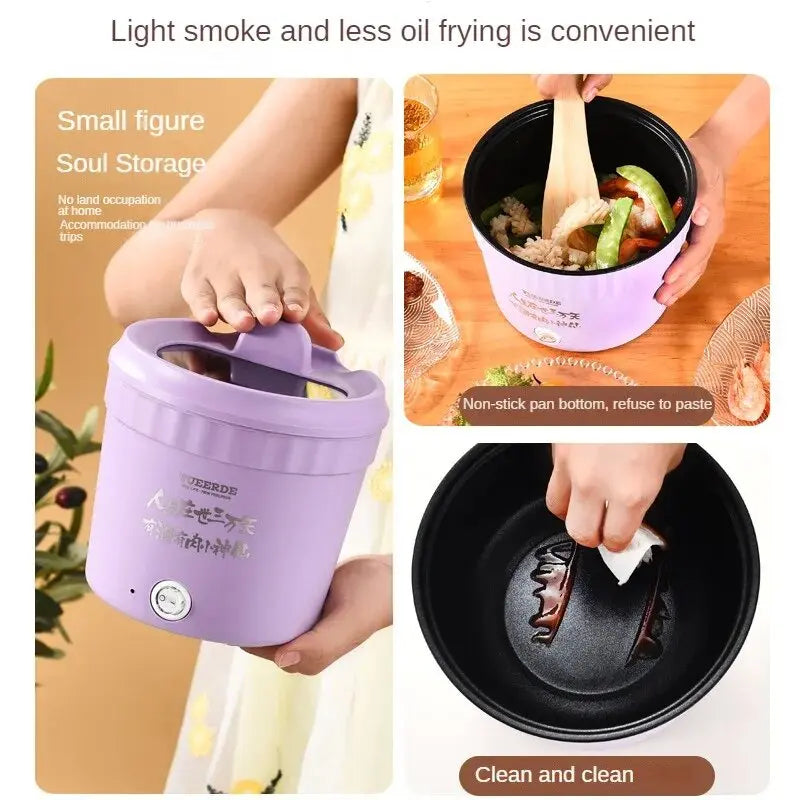 220V Mini Electric Cooking Pot – Multifunctional Rice Cooker, Hot Pot, Noodles, Porridge & Frying Pan
