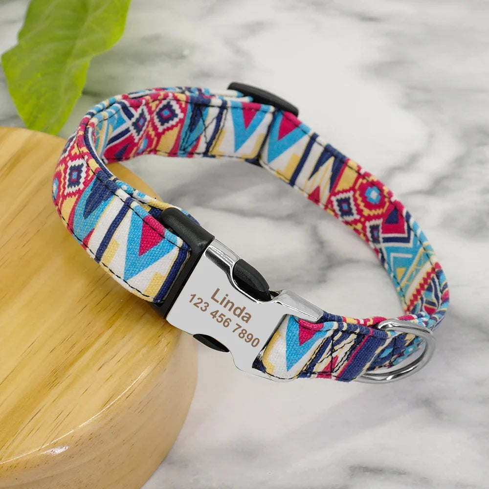 Adjustable Nylon Dog & Cat Collar – Personalized ID Collar with Engraved Name Buckle, Anti-Lost for Small, Medium & Large Pets