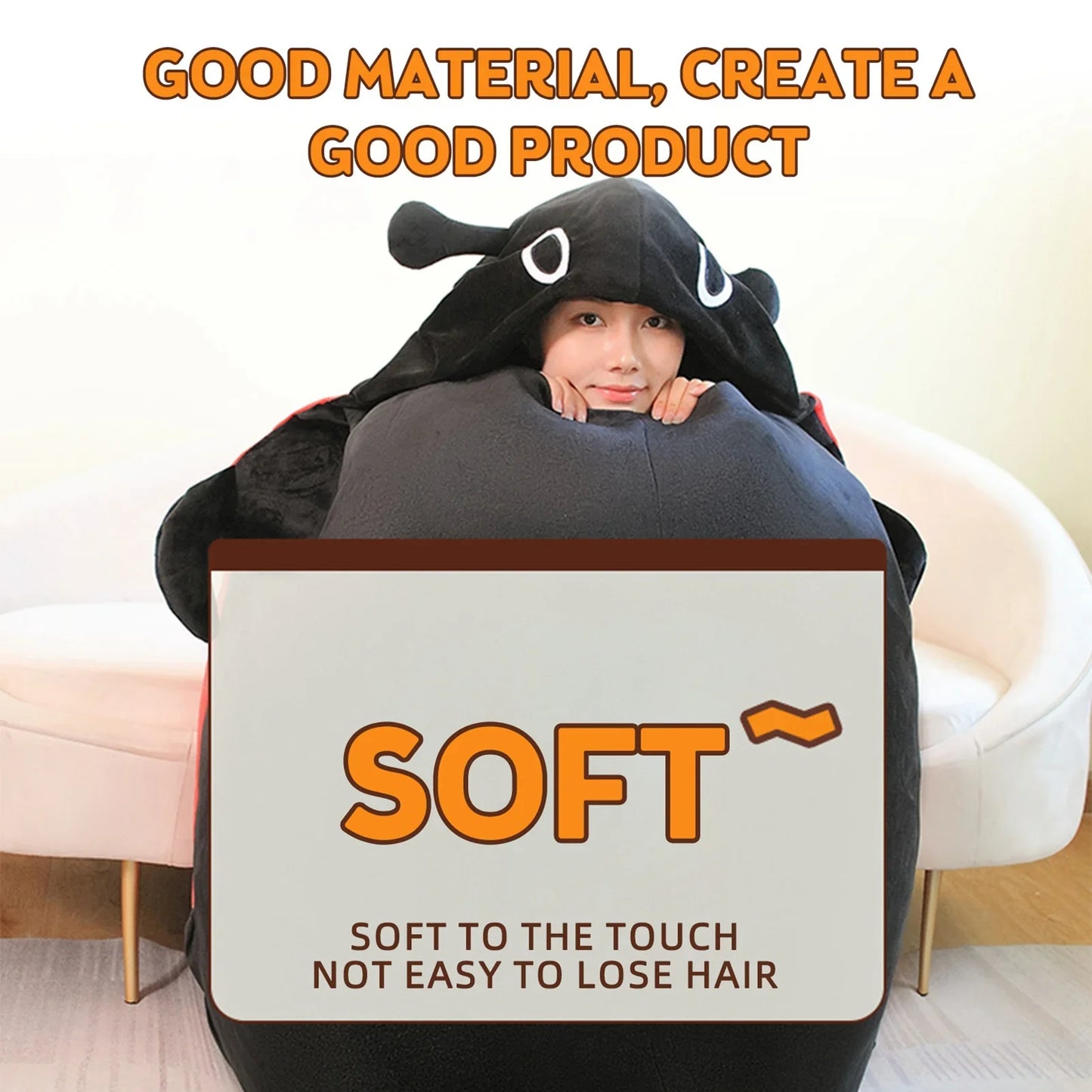 Wearable Ladybug Plush Pillow – Cute 60cm/23in Oversized Stress-Relief Sleeping Pillow for Kids & Adults