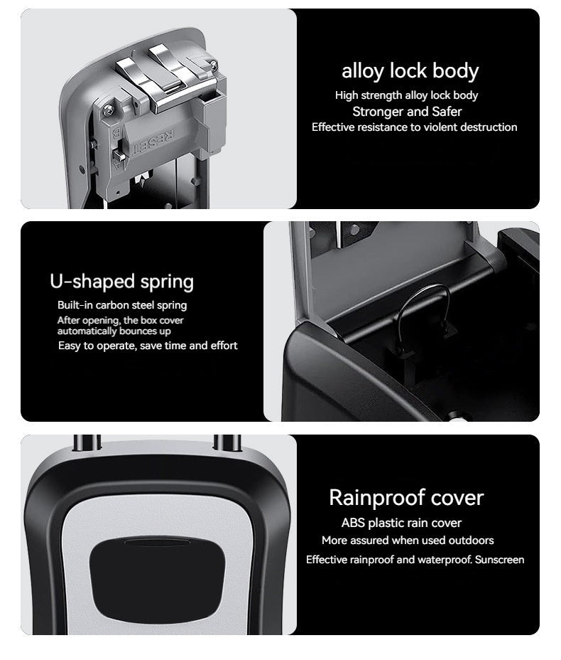 4 Digit Code Key Box – Waterproof Outdoor Password-Protected Storage with Steel Wire Hook for Key Hanging and Security