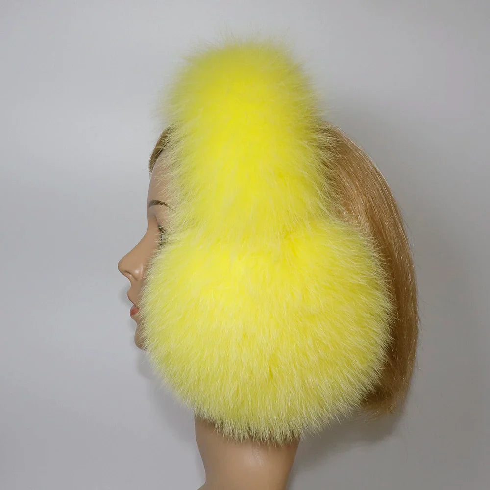 Real Fox & Raccoon Fur Earmuffs – Warm Winter Ear Warmer for Women and Girls, Plush Genuine Fur Accessory