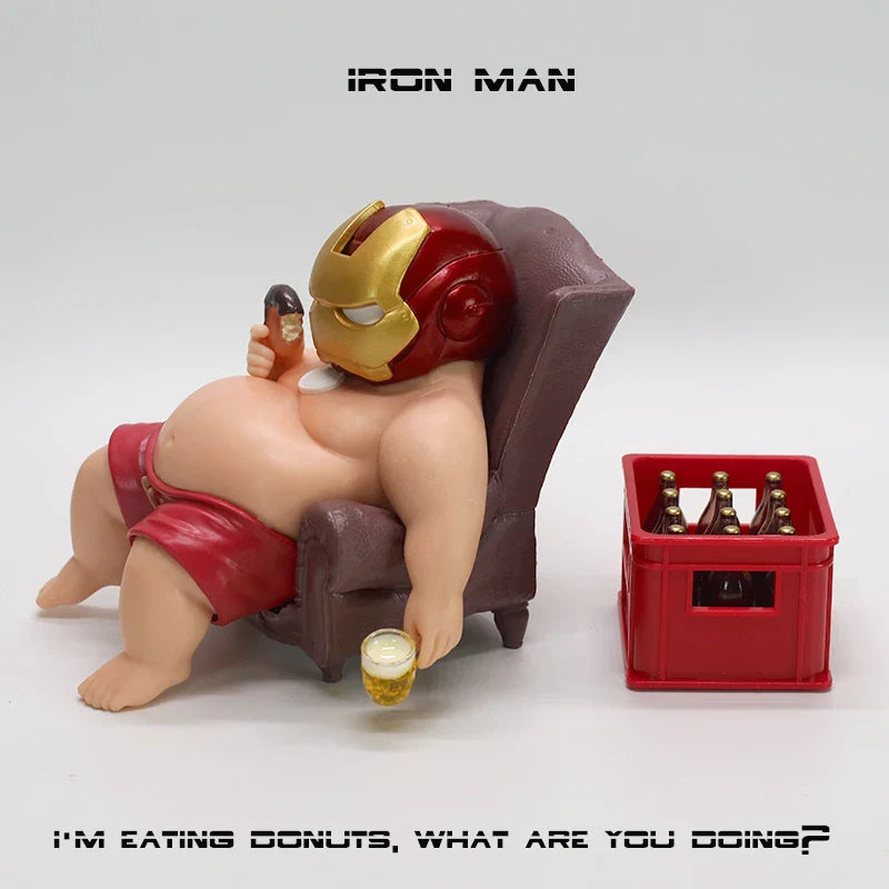 12cm Avengers Iron Man Fat Boy Figure – Cute Anime Action Toy for Desktop, Car Decor & Children’s Collection