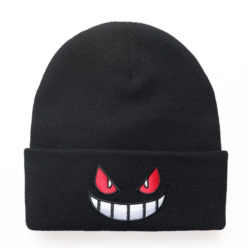 6 Colors Gengar Pokemon Knitted Hat – Cute Anime Wool Embroidered Warm Cap for Girls