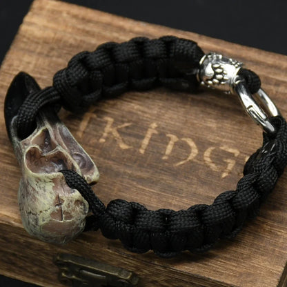 Odin Crow Skeleton Viking Bracelet - Norse Rune Bead Paracord Rope Valknut Eagle Pendant Amulet Jewelry Gift