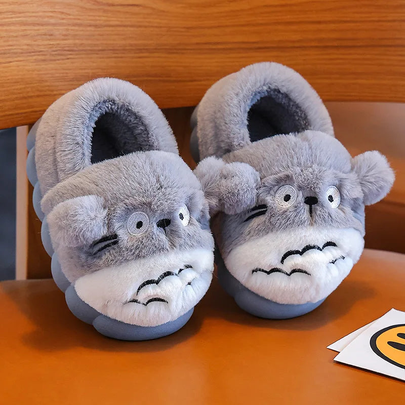 Anime Pikachu Plush Slippers for Kids – Soft, Non-Slip Warm Indoor Shoes for Autumn/Winter & Christmas Gifts