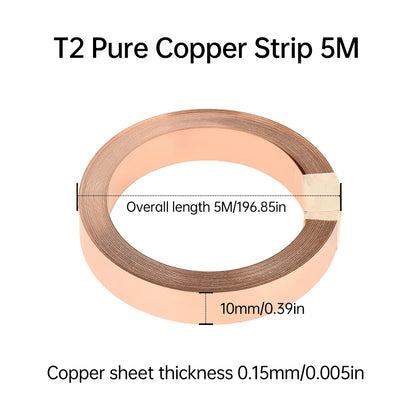 5M T2 Pure Copper & Nickel Strip — 0.15mm/0.2mm Nickel-Plated Copper Belt for 18650, 26650, 21700 Lithium Battery Pack Spot Welding