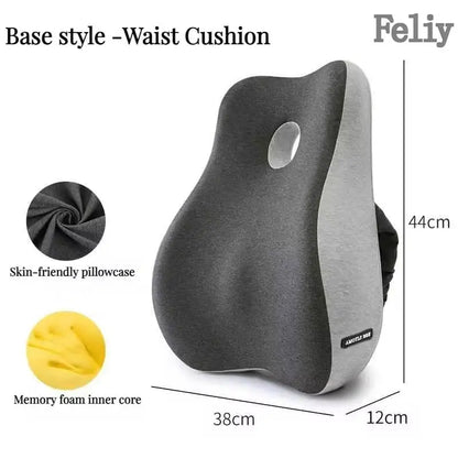 Memory Foam Office Chair & Car Seat Cushion – Orthopedic Lumbar Support Pillow with Coccyx Relief & Massage Back Pad