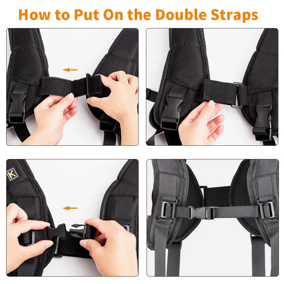 K Double Shoulder Camera Strap – Quick Release Belt Harness for DSLR Cameras & Camcorders, Compatible with Canon Nikon Sony