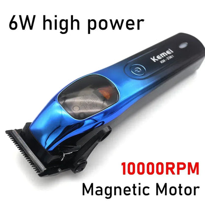 Kemei 2361 Professional Hair Clipper – 10000RPM Magnetic Motor, DLC Blade, Base Charger, Hair Trimmer for Men