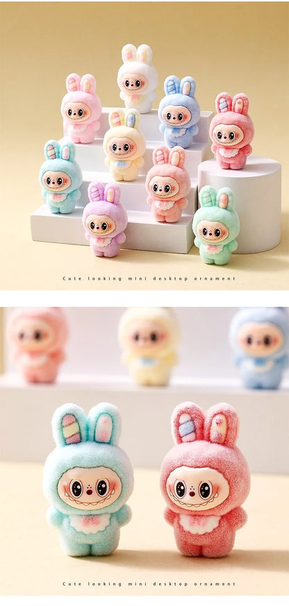 10pcs Babythree Rabbit Anime Flocked Action Figures Decorative Pendant Kawaii Desktop Dolls Toy Gifts